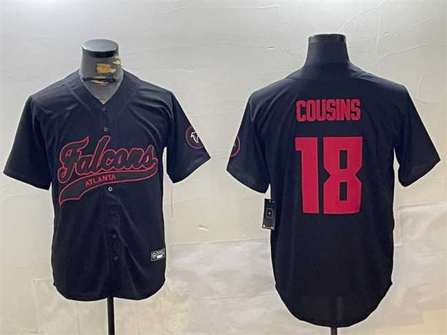 Mens Atlanta Falcons #18 Kirk Cousins Black With Patch Cool Base Stitched Baseball Jersey->atlanta falcons->NFL Jersey